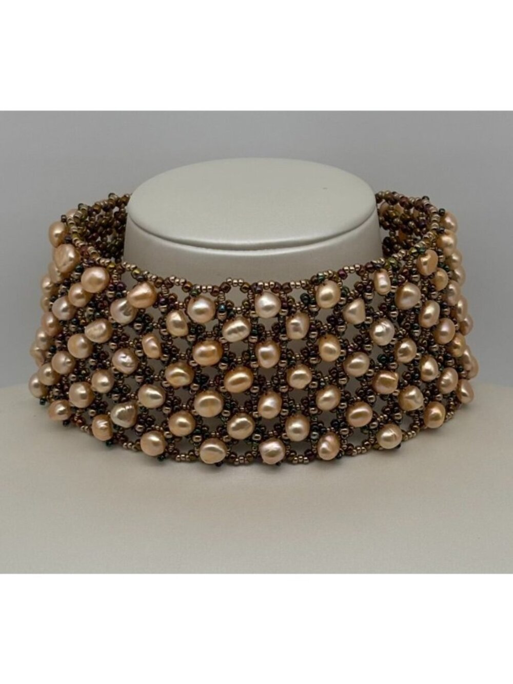 Artisan Made Choker 7MM Freshwater Pearls With Glass Seed Beads Adjustable OOAK